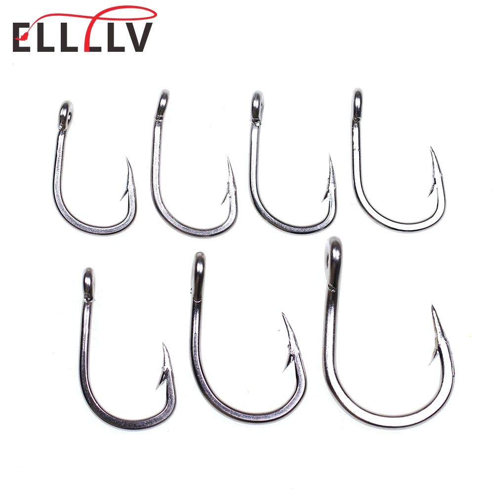 Elllllv 4/0 5/0 6/0 7/0 8/0 9/0 10/0 Thickend Wire Stainless Steel Circle Hook Trolling Jig Hook Sea Fishing Terminal Tackle