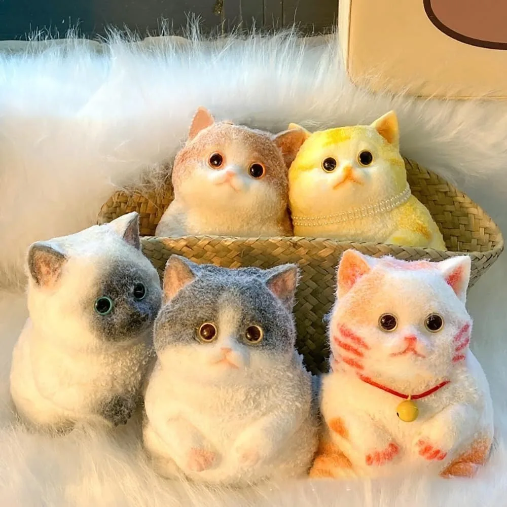 

Новые милые кошки, мягкие игрушки для сжатия с флокированной поверхностью, медленный отскок, игрушка для снятия стресса, силиконовая игрушка для кошек, подарок на день рождения