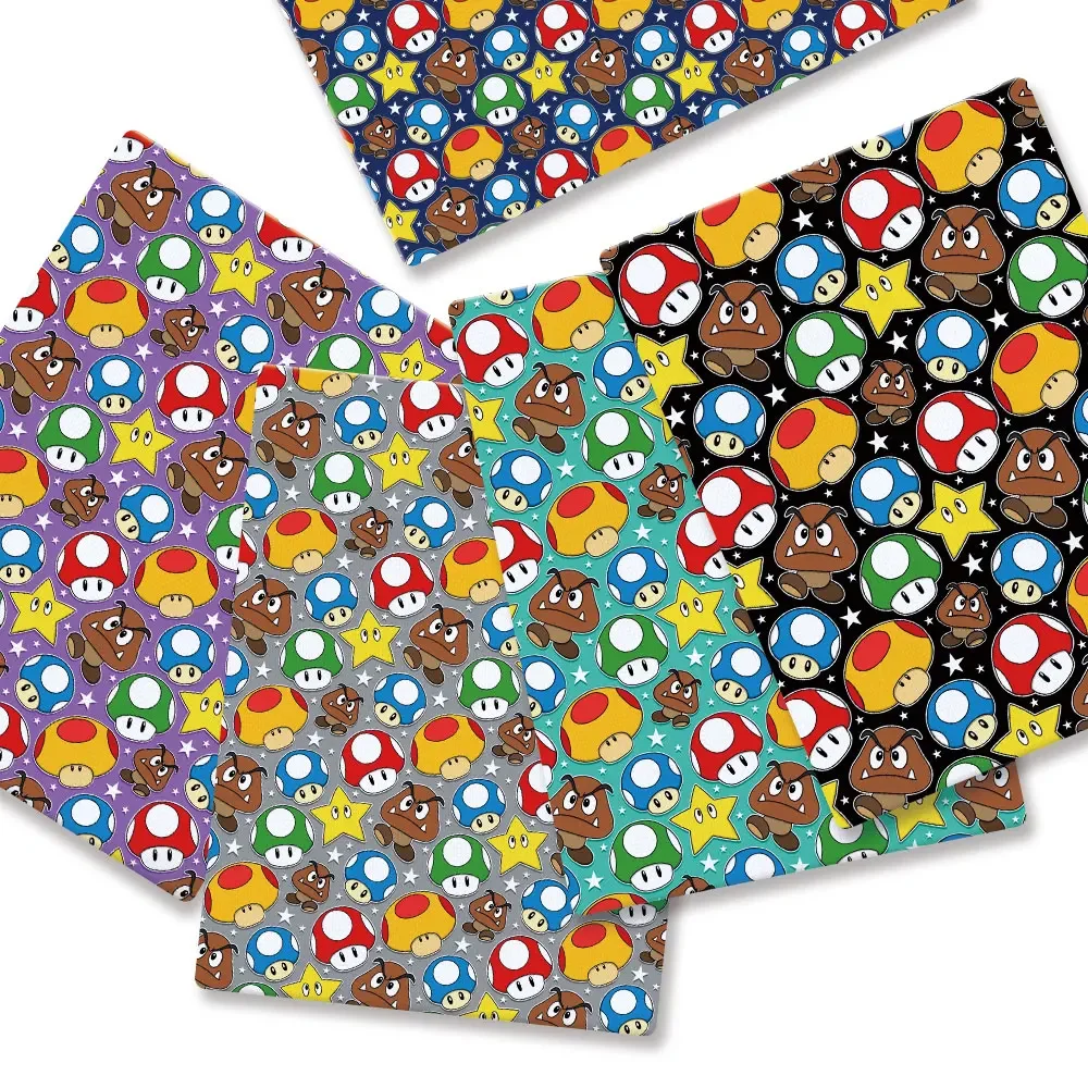 Mario jogo fabric140 * 50cm costura artesanal retalhos acolchoado vestido de bebê folha de casa tecido impresso costura crianças