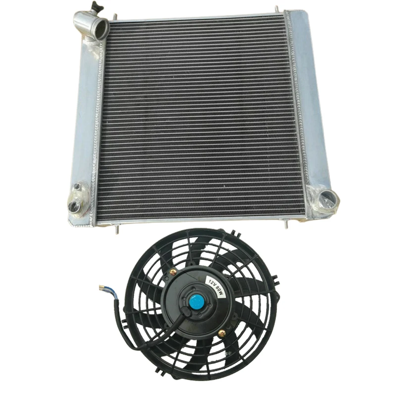 3Row 52mm Aluminum Radiator + Fan For Jaguar XKE 3.8L Series 1 S1 4.2L 1965-1967 1966 65 66 67 Manual