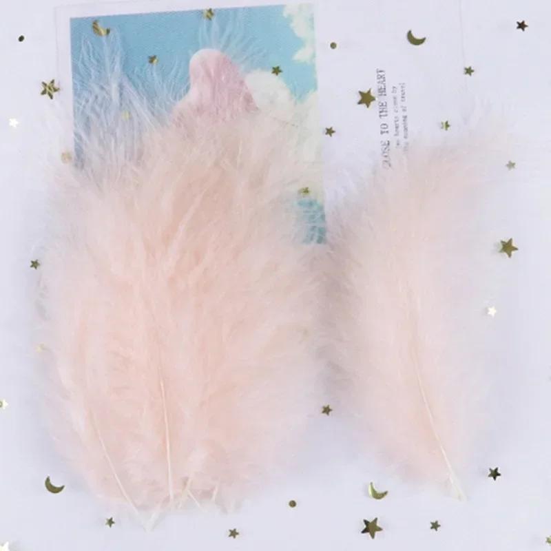 100Pcs Natural Plumes 4-6In Macaron Color Feathers Turkey Marabou Feather Plume Wedding Dress Feather DIY Jewelry Decor Accessor