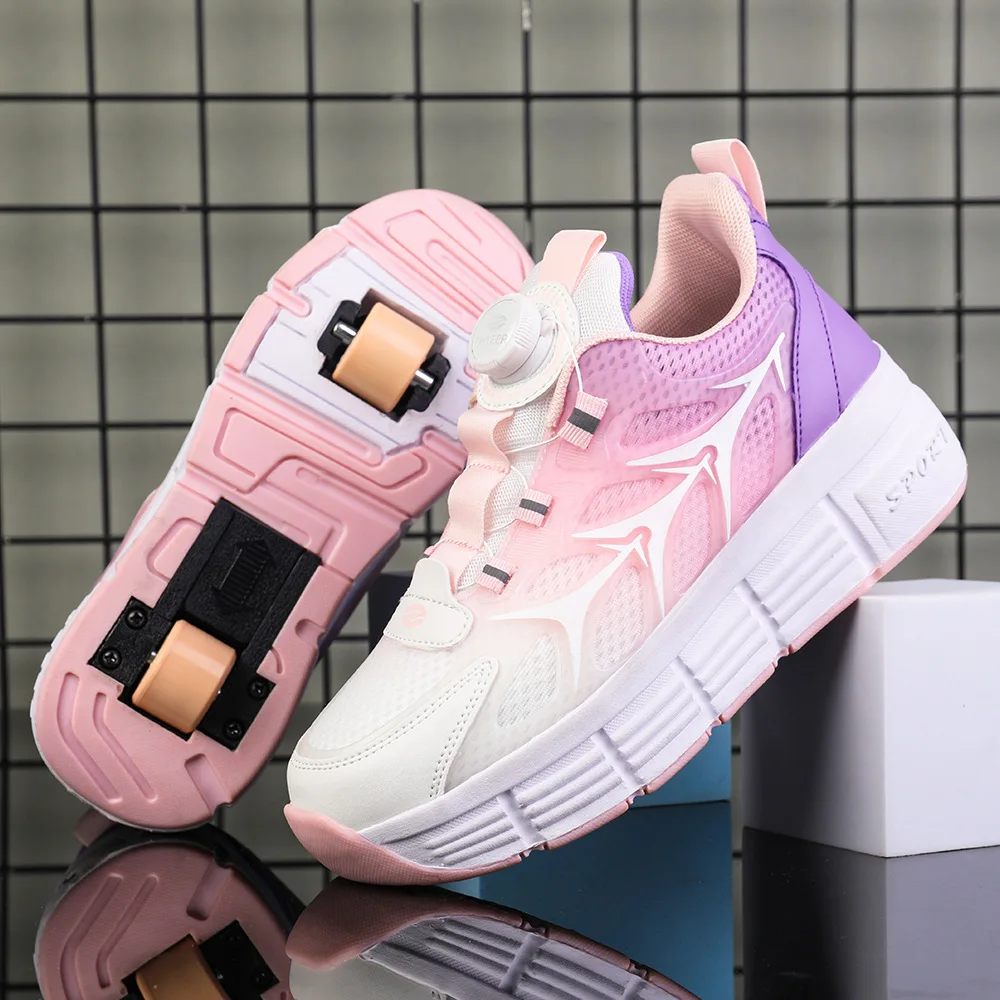Fashion New Children's Sneakers Boys and Girls Two-wheeled Roller Skates Shoes Students Shoe with Wheels Kids Flying Shoe