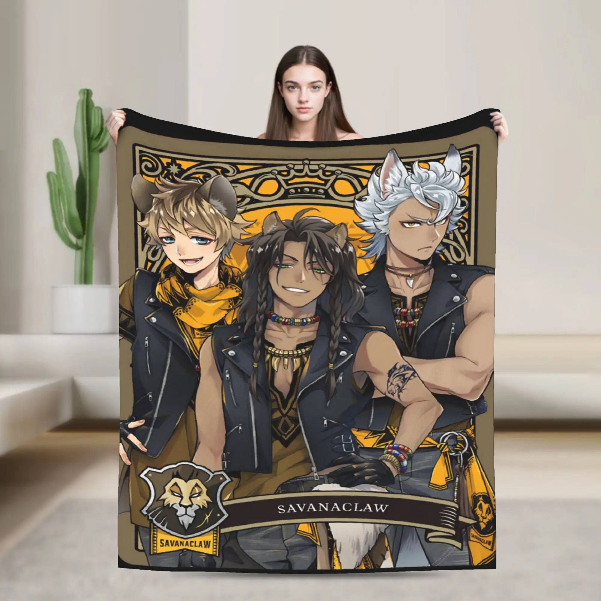 Twisted Wonderland Leona Kingscholar  Blanket Flannel  Multifunction Soft Throw Blanket for Bedroom Bedspreads