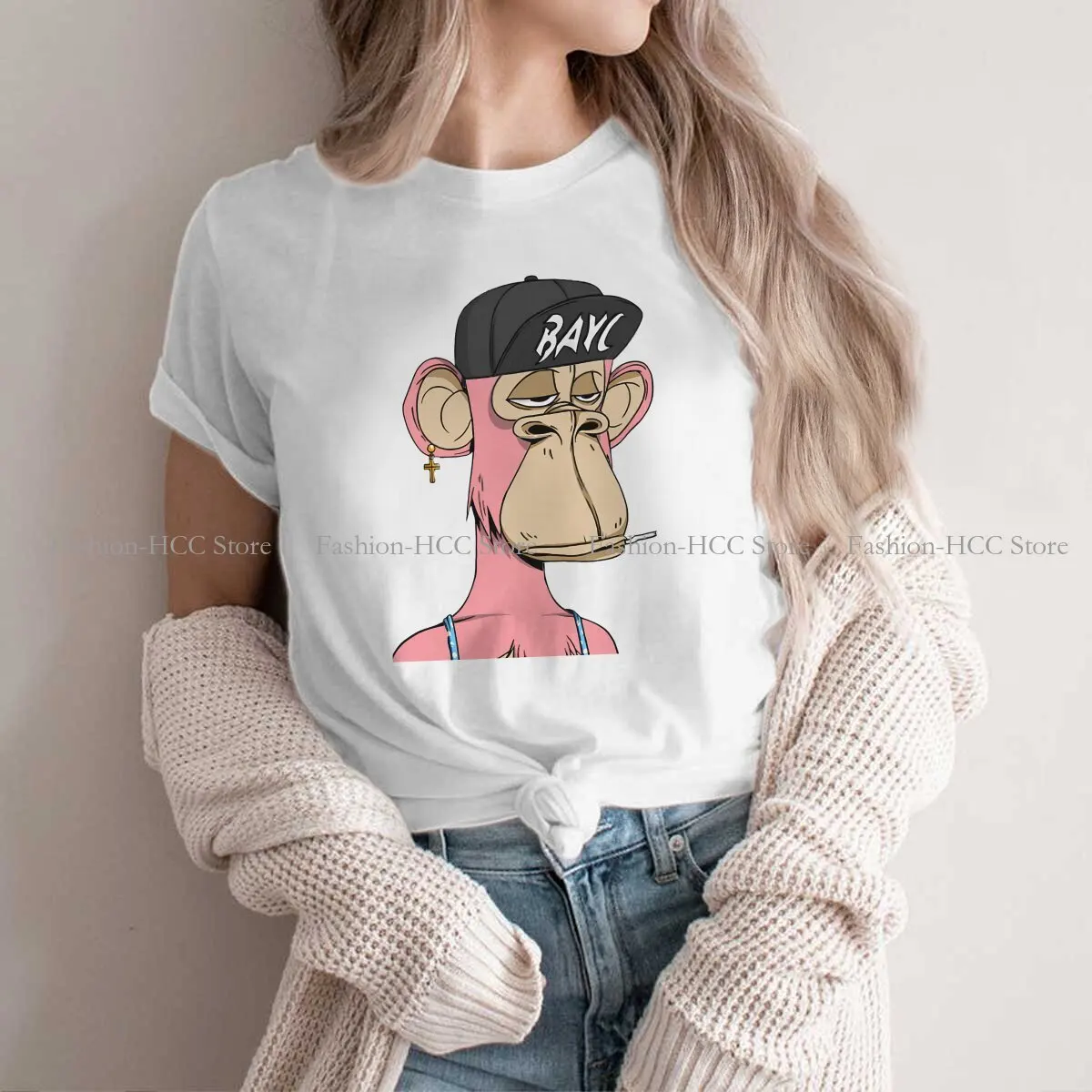 #66 Graphic Polyester TShirt Bored Ape Yacht Club BAYC NFT Creative Tops Casual T Shirt Female Tee