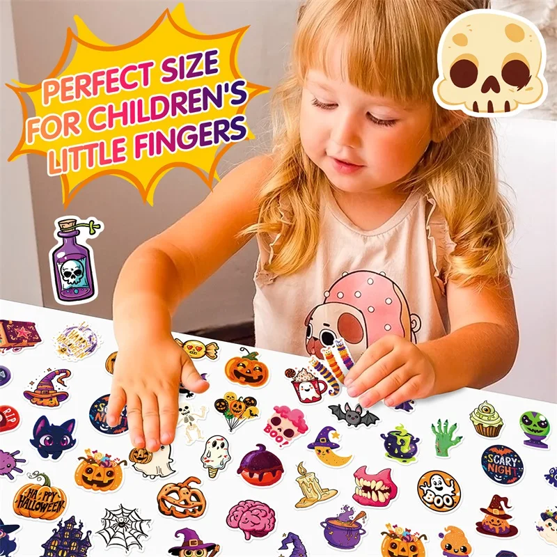 50PCS Cute Halloween PVC Sticker Aesthetic Decoration Scrapbooking Korean Stationery Hand Accounting Tools Supplies for Kids