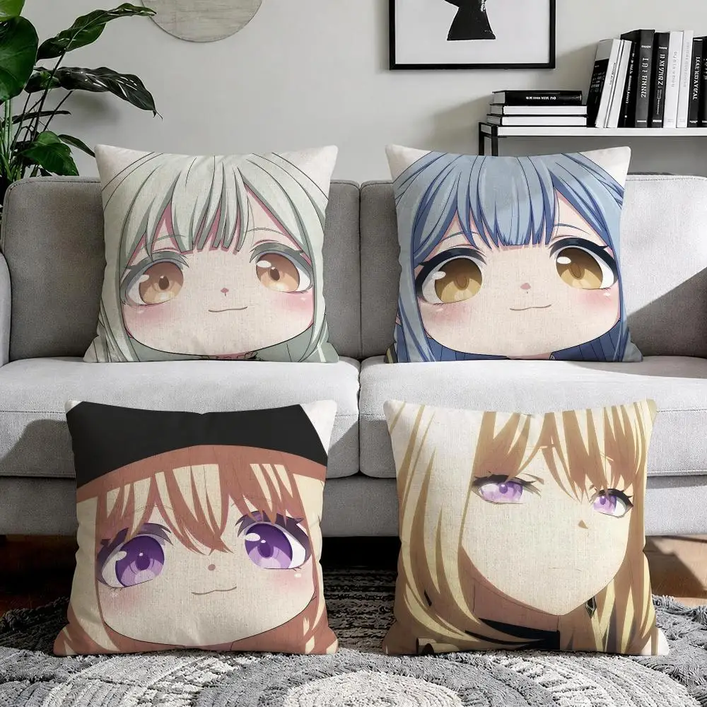B-BanG Dream Ave Mujica Dramatic Cushion Cover Organic Natural Linen Pillowcase with Double Sided Print for Sofa Home Decor Gift