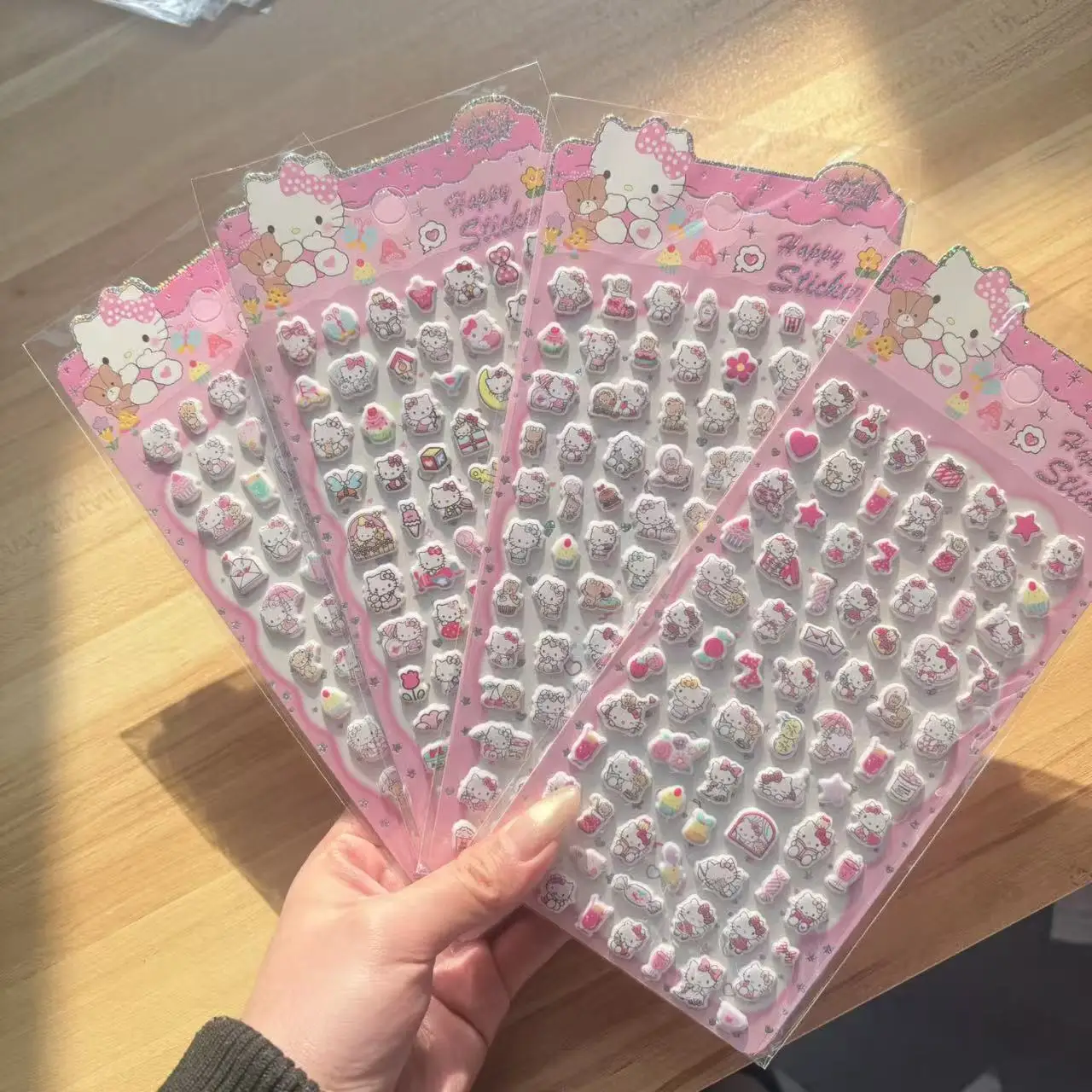 ملصقات فقاعية ثلاثية الأبعاد شعبية لشخصية هيلو كيتي، ملصقات كرتونية لطيفة للديكور اليدوي وهدايا المذكرات