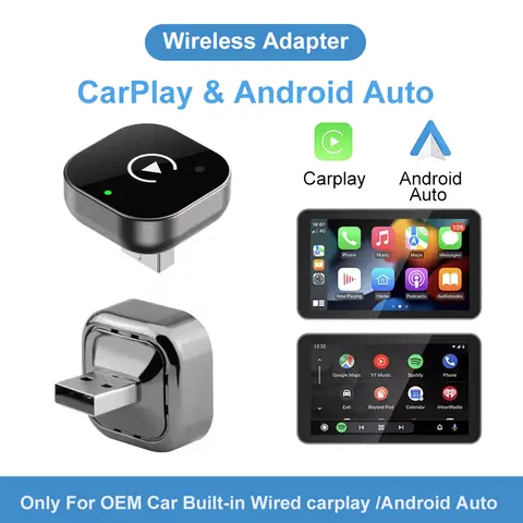 2026 Wireless CarPlay Adapter 2-in-1 Wired to Wireless Dongle for Apple & Android Auto Plug and Play Universal Car Accessory