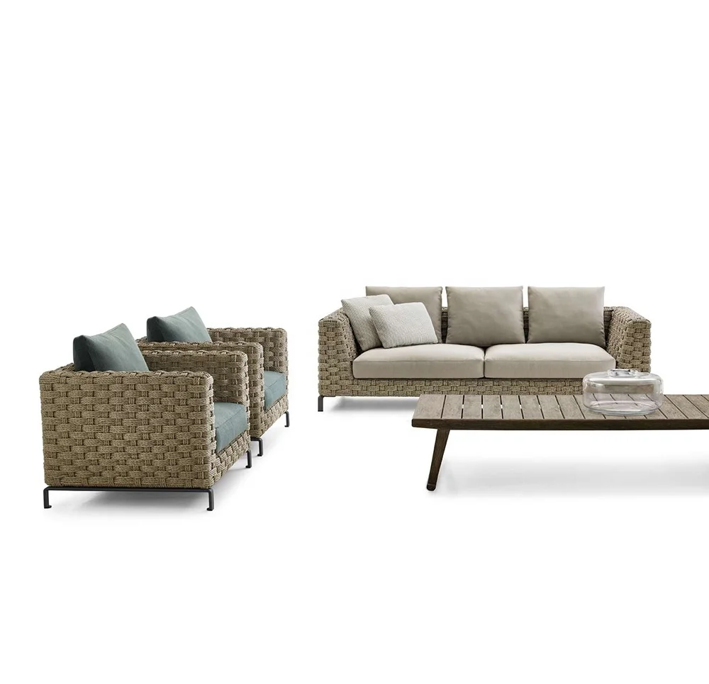 

Открытый двор, бассейн, секционный диван, роскошный садовый веревочный стул для отеля