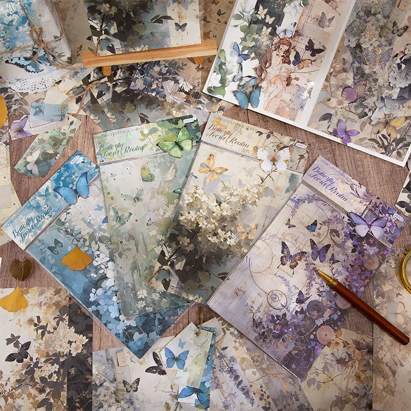 30 pcs Creative Vintage Butterfly Craft Paper | DIY Scrapbook & Album Decorative Paper