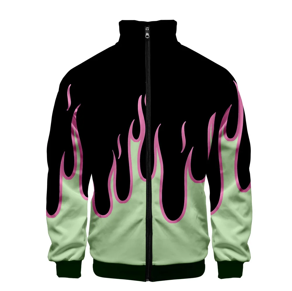 Coat 3D Print Cartoon Red and Yellow Flame Hoodie Men Women Long Sleeve Cosplay Costume Men Jacket Sweatshirts