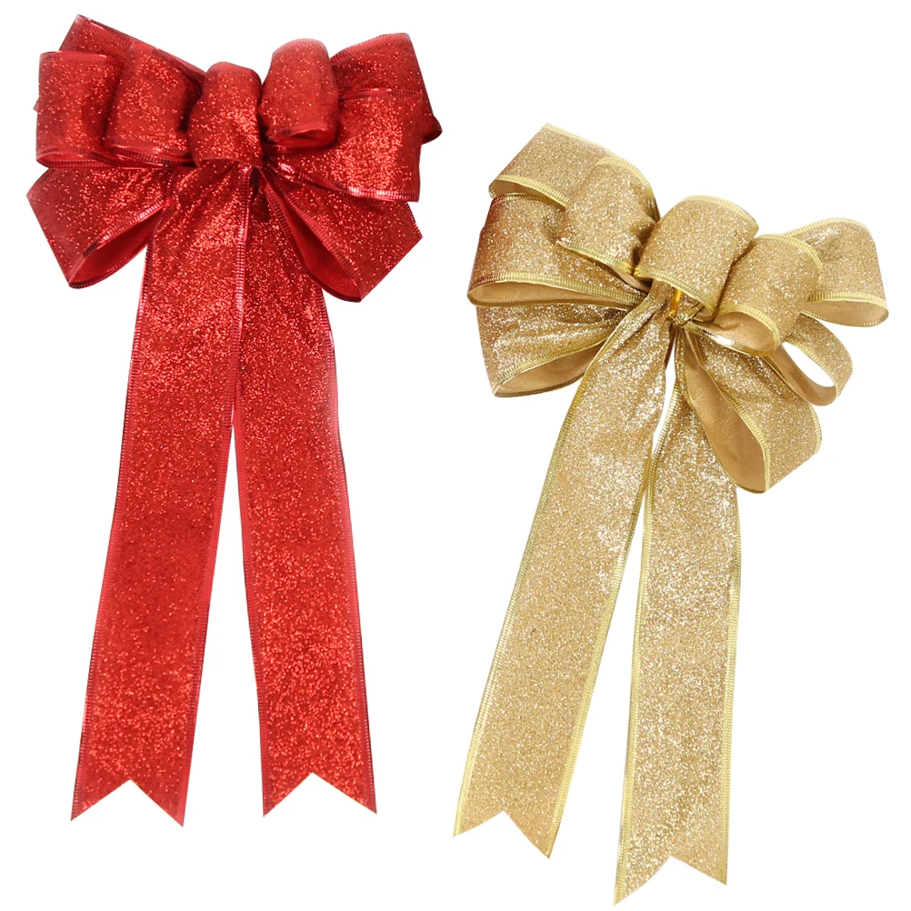 

Christmas Tree Bow Decorations Golden Bowknot Red Bowknots Outdoor Beautiful for Cloth Wrapping