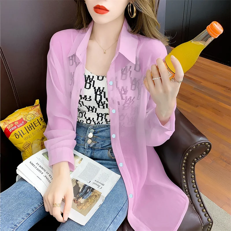 Sunscreen Thin Summer Coat Women\'s Chiffon Shirt 2024 New Top Can Be Worn Outside The Ice Silk In Sun-Protective Clothing