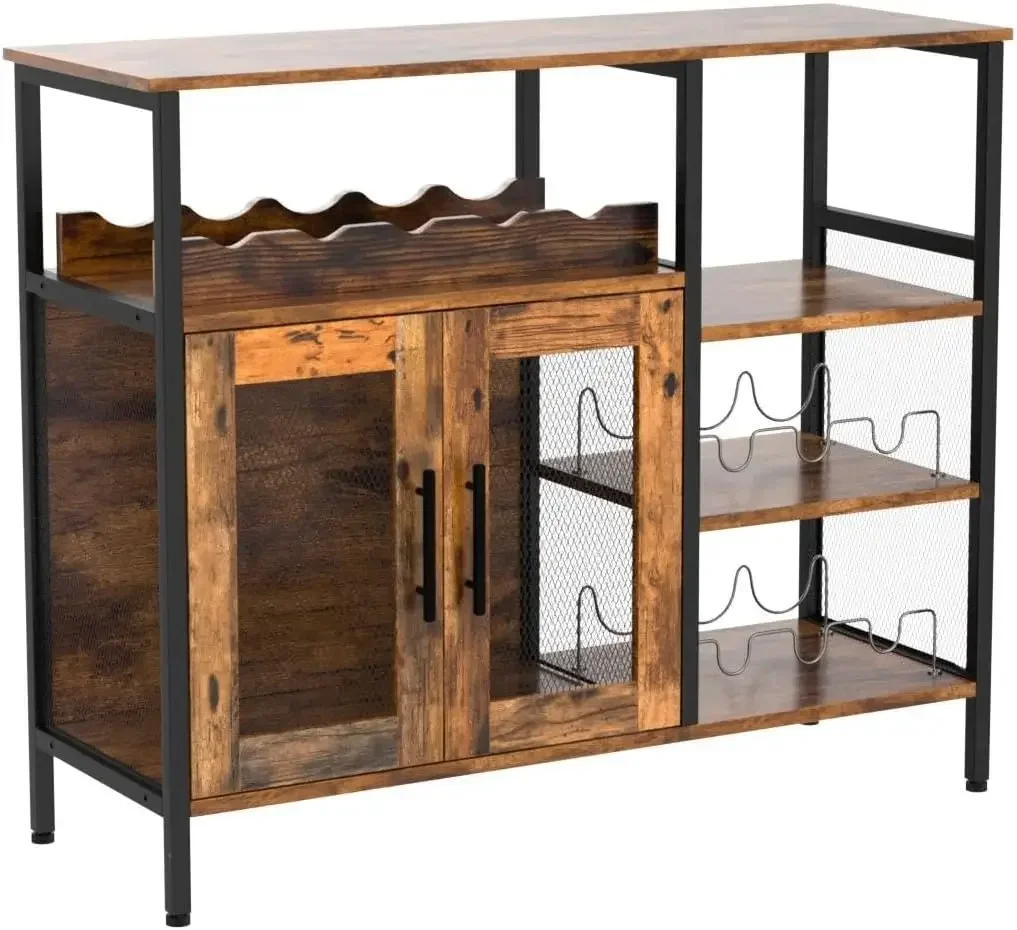 Wine Bar Rack Cabinet with Detachable Wine Rack, Coffee Bar Cabinet with Glass Holder