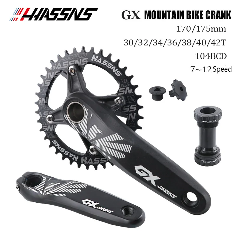 

HASSNS GX Mountain Bike Hollow One-Piece Chainring with Widened Crank Modification, Plus-Minus Teeth Single Chainring