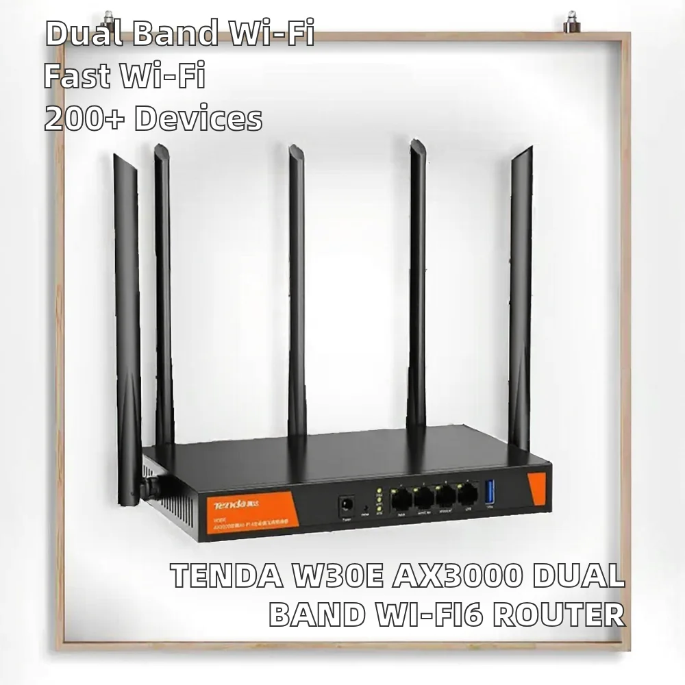 W30E AX3000 Dual Band Gigabit Wi-Fi6 Home Wireless Router Firewall QoS Metal 200+ Clients 5 High Gain Antennas New