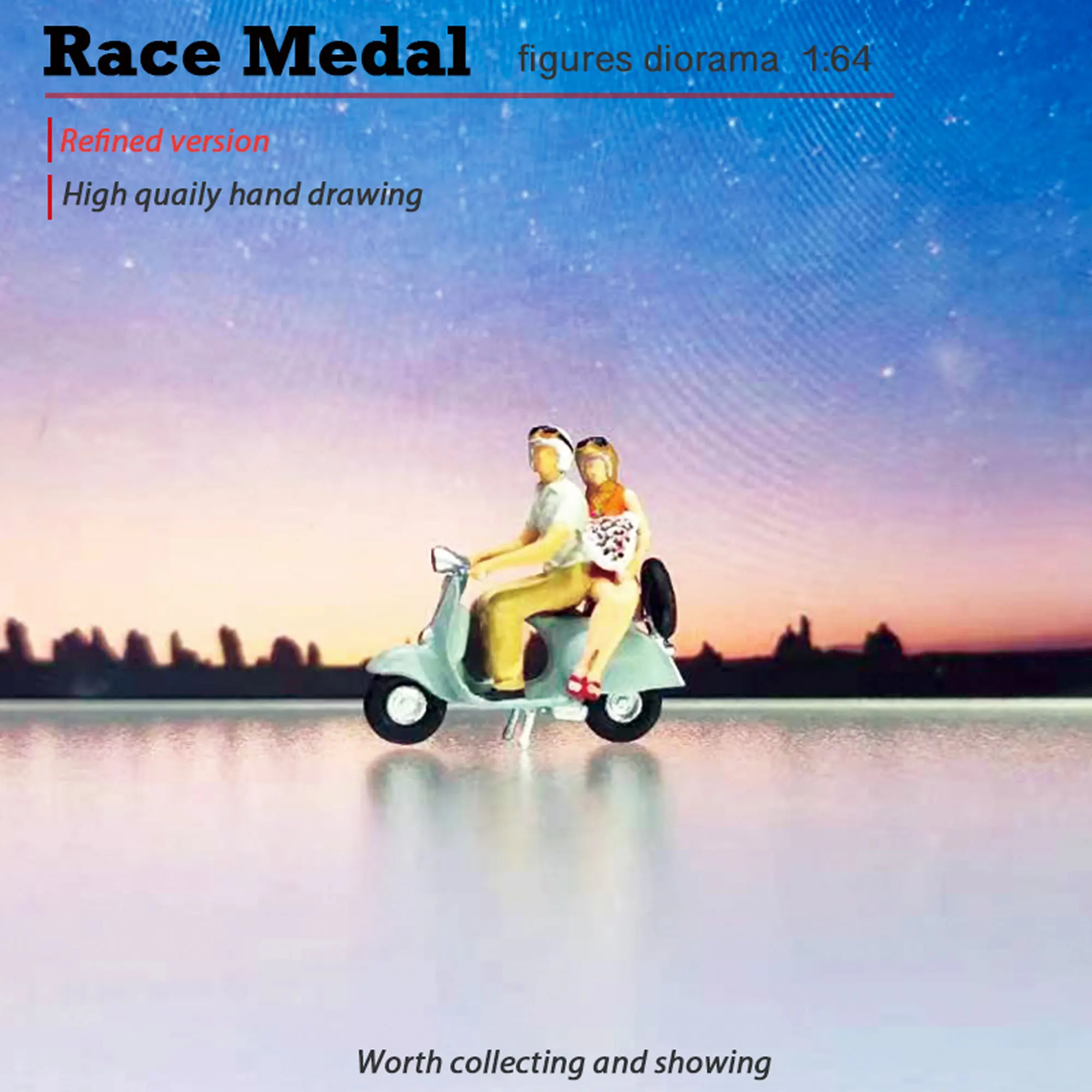 

RACE MEDAL small model 1:64 Downwind motorcycle couple resin action figure road scene figure