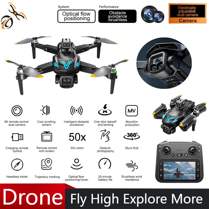 

НОВЫЙ V188MAX Дрон Бесщеточный двигатель 4K Профессиональный HD Три камеры 5G WIFI Квадрокоптер Складной Аэрофотосъемка Дрон Подарки