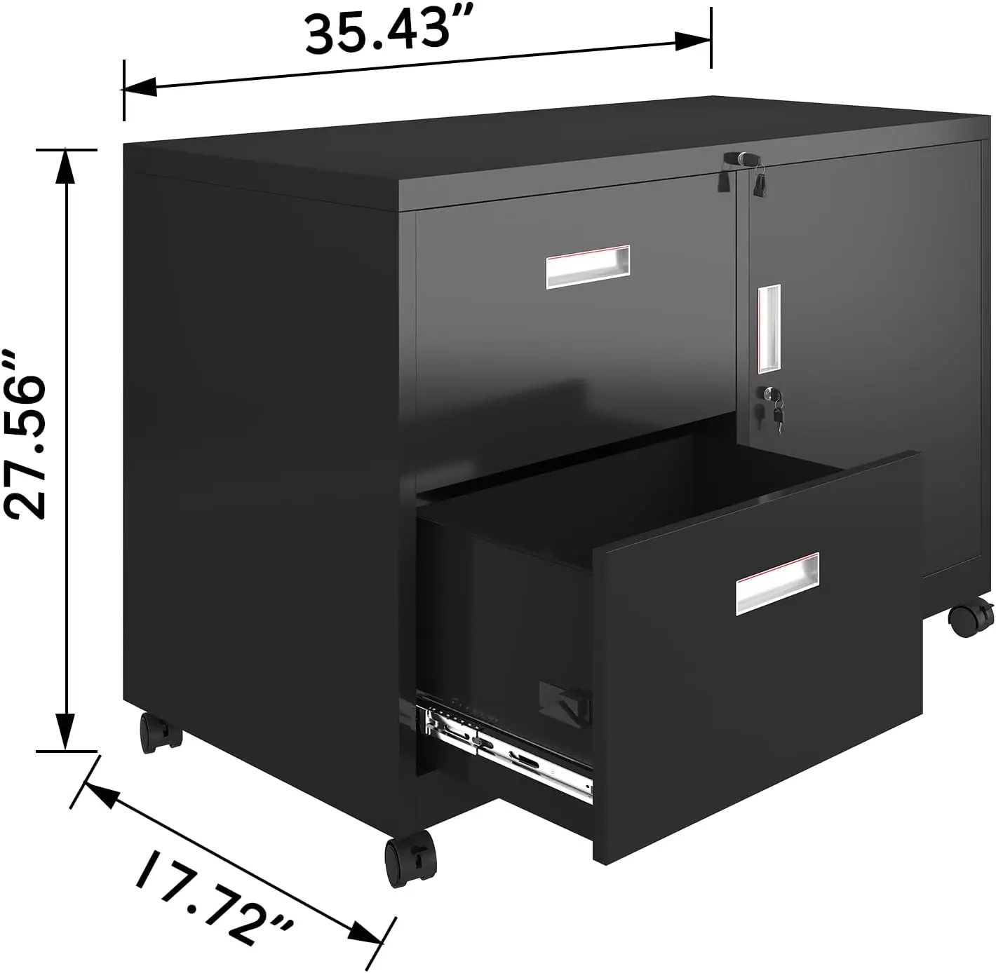 Upgraded Wide Metal Storage Cabinet - 72 Inch Black Lockable Garage Cabinet with Wheels & 4 Adjustable Shelves