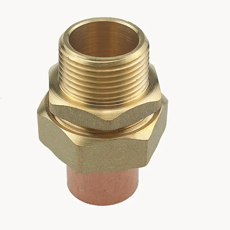 Brass BSP Male Thread + Copper Fitting Straight Union Nut Socket Welding Pipe Connector for Air Conditioning Refrigeration