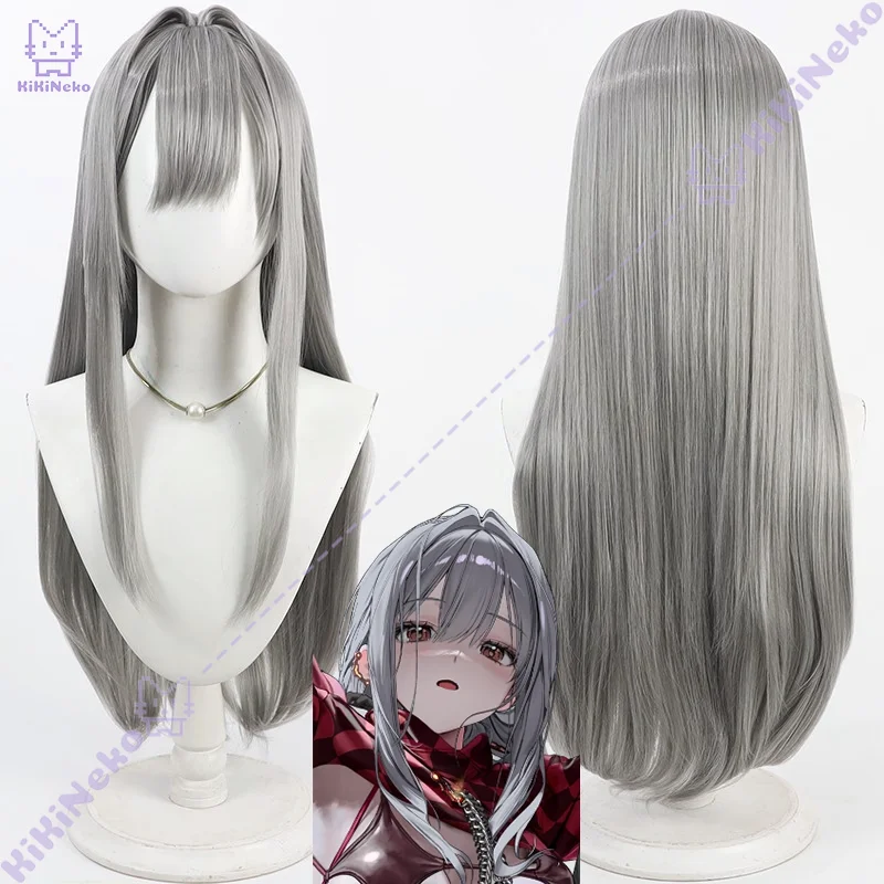 Jogo Scarlet Cosplay Peruca Prata Cinza Longo Cabelo Liso Para Comicon Party Adulto Mulheres Homens