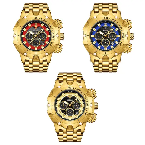 YaLaLuSi Men's Multifunctional Luxury Watch, Gold Strap with Atmospheric Dial, Fashionable and Practical Gift Box - Image 6
