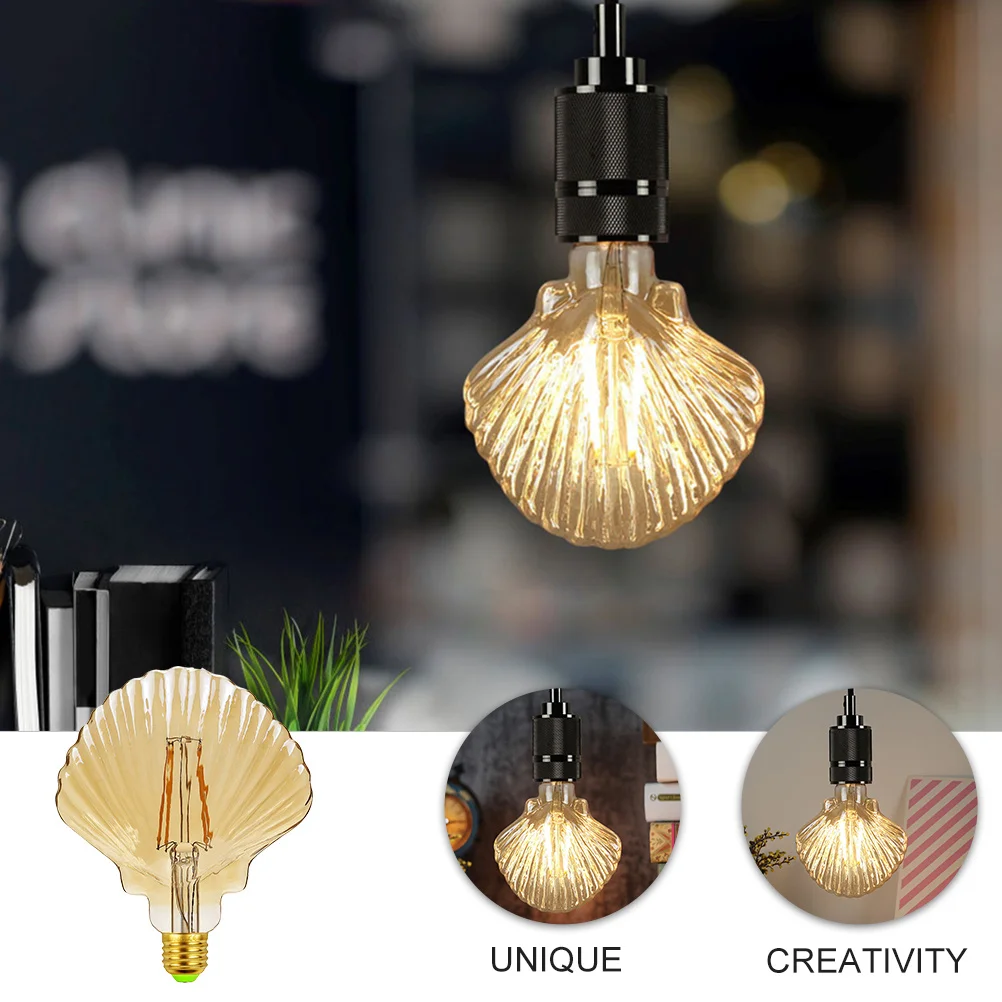 

1Pcs Vintage E27 Light Bulb Glass Shell Shape Hanging Decorative Lamp Party Home Bar Coffee Shop Wedding Lighting