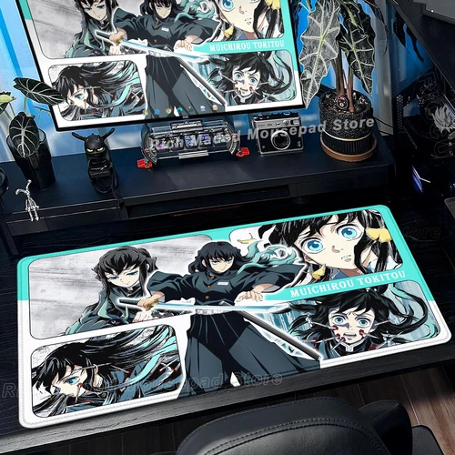 Imagen 2 del producto Muichiro Tokito-alfombrilla de ratón grande de Anime Demon Slayer, alfombrilla de ratón para ordenador portátil de oficina, alfombrilla de escritorio para teclado de jugador, accesorios para PC de 400x900
