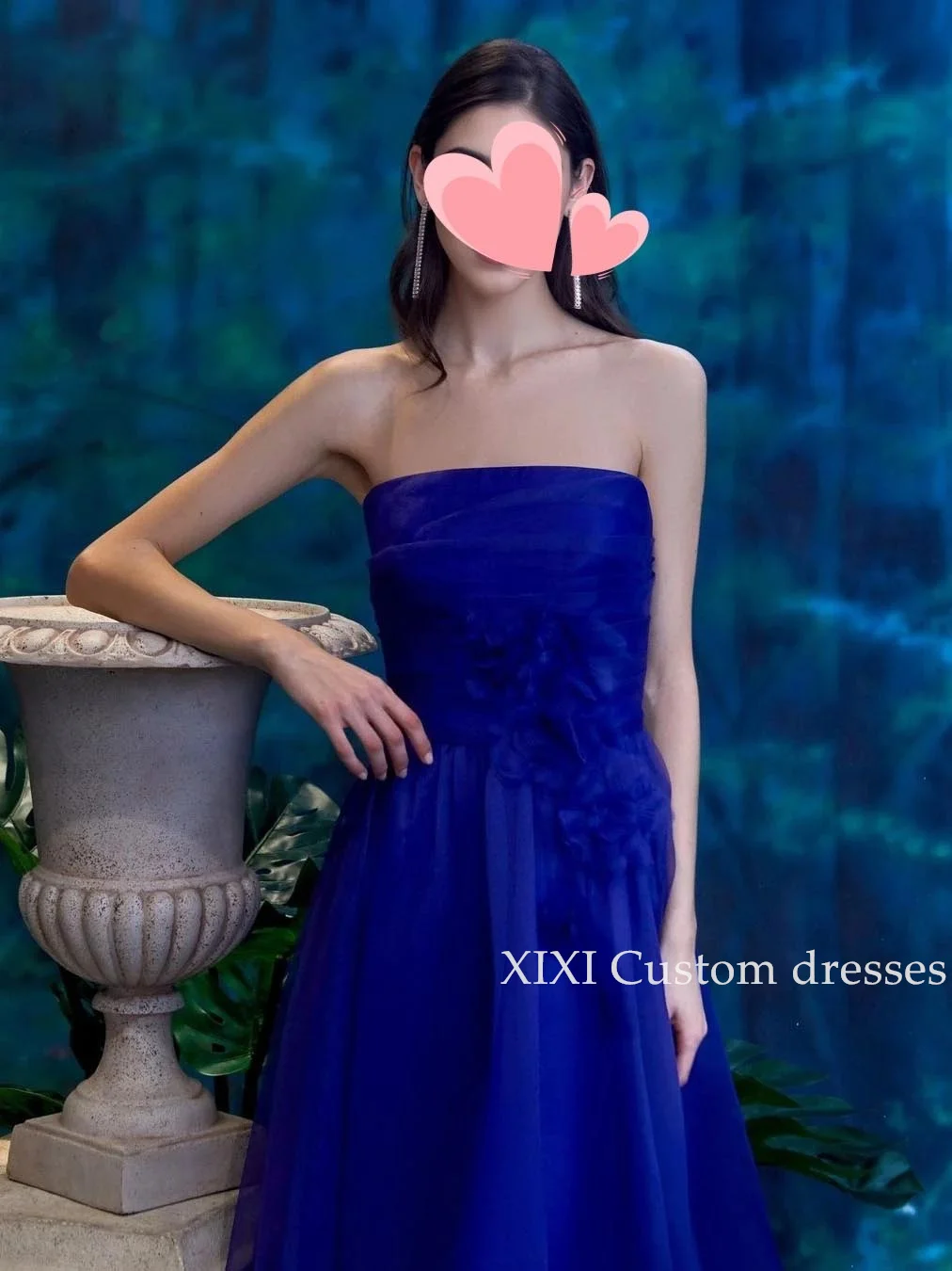 Xixi-فساتين طويلة أنيقة وزرقاء جميلة للنساء ، فساتين رسمية على شكل حرف A ، فساتين حفلة موسيقية رسمية #2