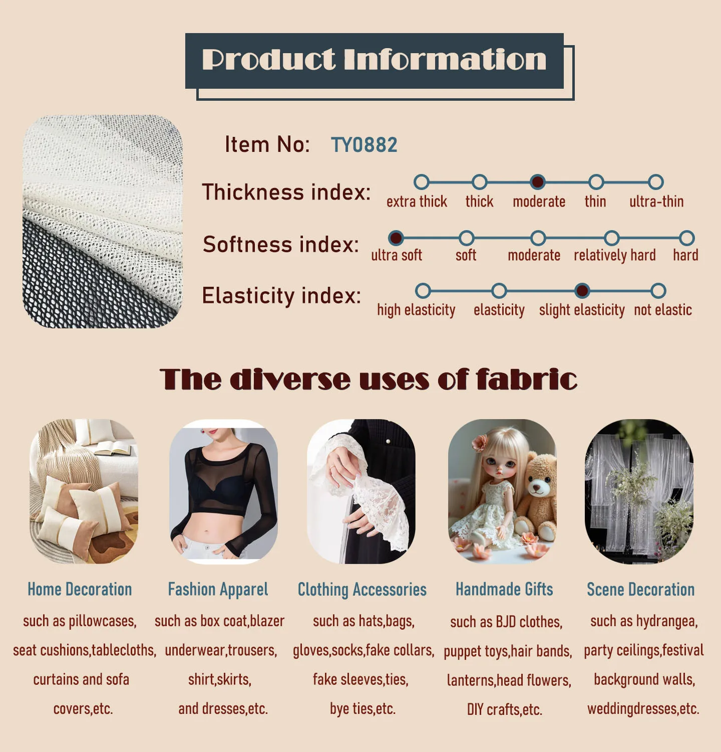 Feinmaschiger Stretchstoff aus Polyester-Spandex, atmungsaktiv, weich, leichtes Material für DIY-Näharbeiten, Sportbekleidung, Unterwäsche, Activewear C – Detail 1