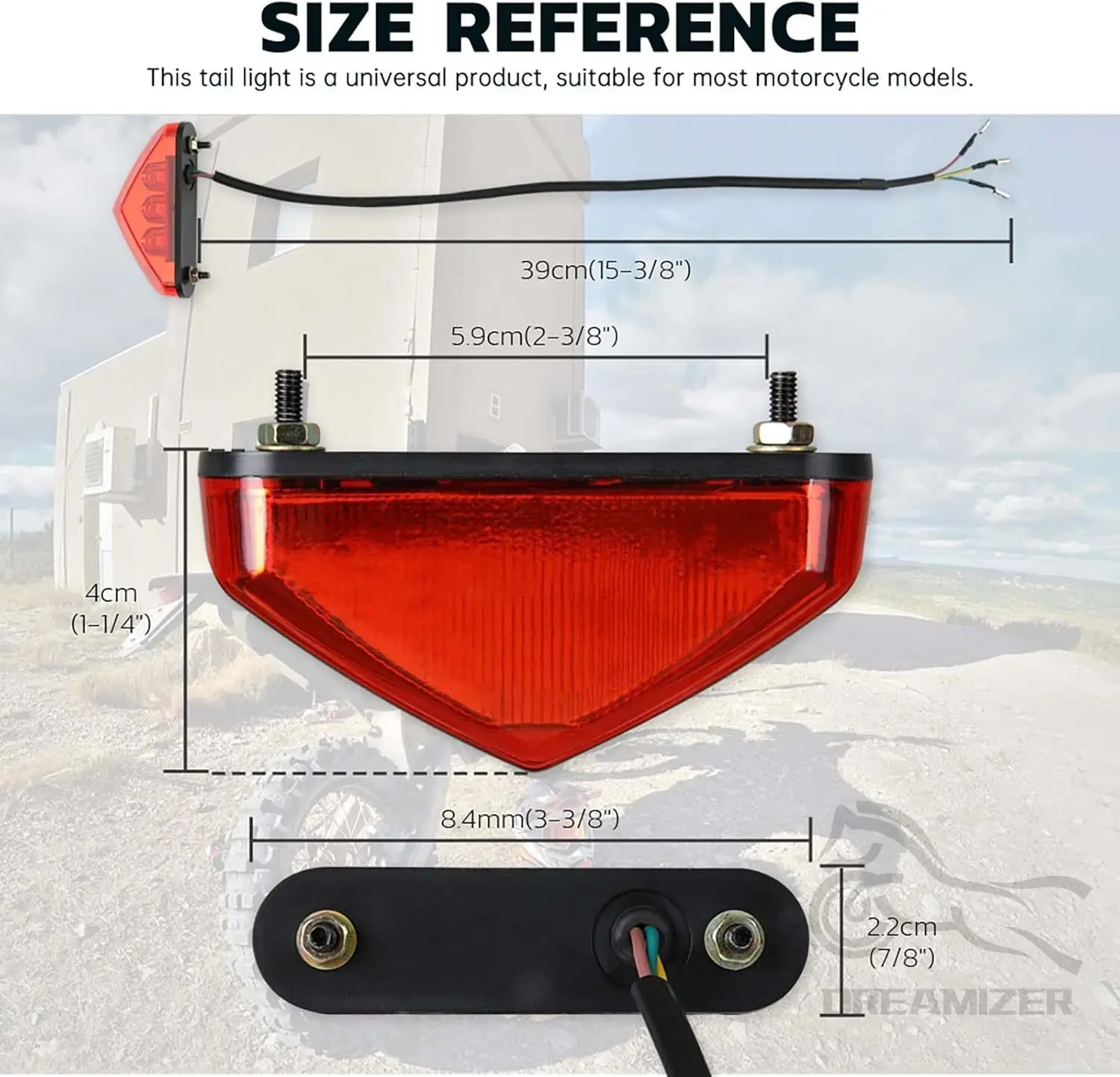 دراجة نارية مصباح ليد خلفي ترخيص 12 فولت مصباح مكبح خلفي ل حفرة الترابية دراجة ATV المروحية سكوتر كروزر رقم لوحة الضوء الخلفي #6