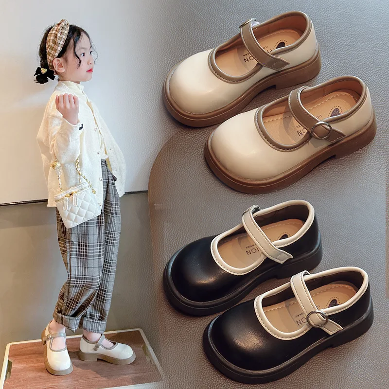 2026 Girls School Retro Leather Shoes Autumn Spring New Korean Fashion Children's Super Soft Comfortable Shoes 1-6 Years OldY