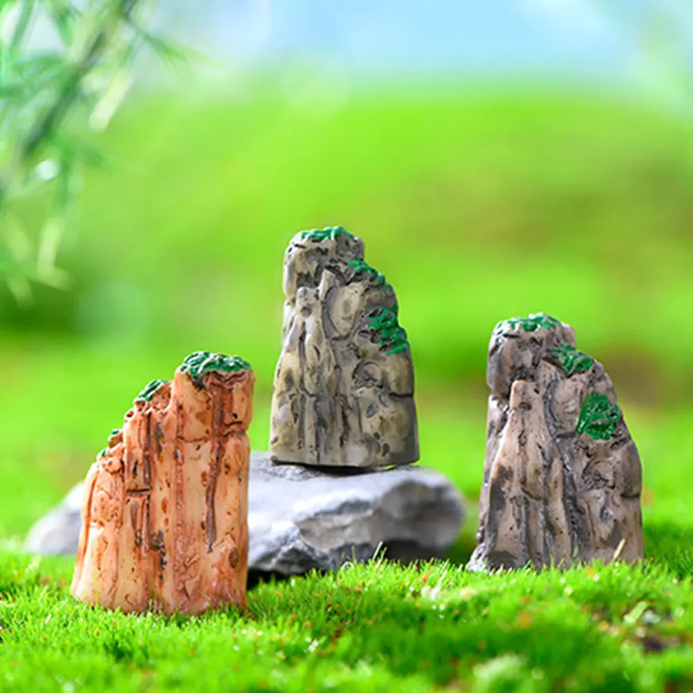 6Pcs Realistic Miniature Rockery Decor Set for Aquarium Fish Tank Shrimp Tank Desktop Living Room Study Resin Rockery Landscape