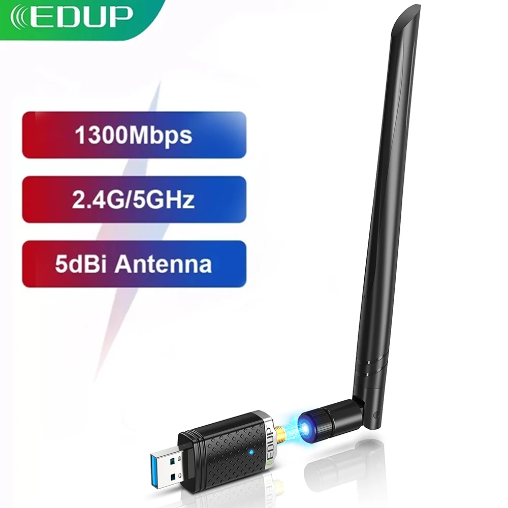 EDUP 1300Mbps Adapter USB WIFI dwuzakresowy 5G/2.4Ghz RTL8812BU USB 3.0 AC Wi-Fi Dongle karta sieciowa na PC akcesoria do laptopa