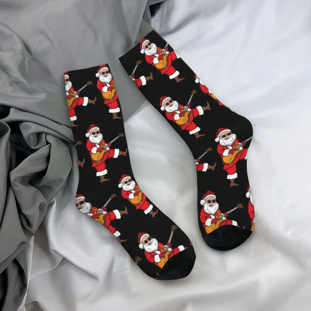 Calcetines de regalo para guitarrista de Papá Noel, medias súper suaves Harajuku, calcetines largos para todas las estaciones, regalos unisex