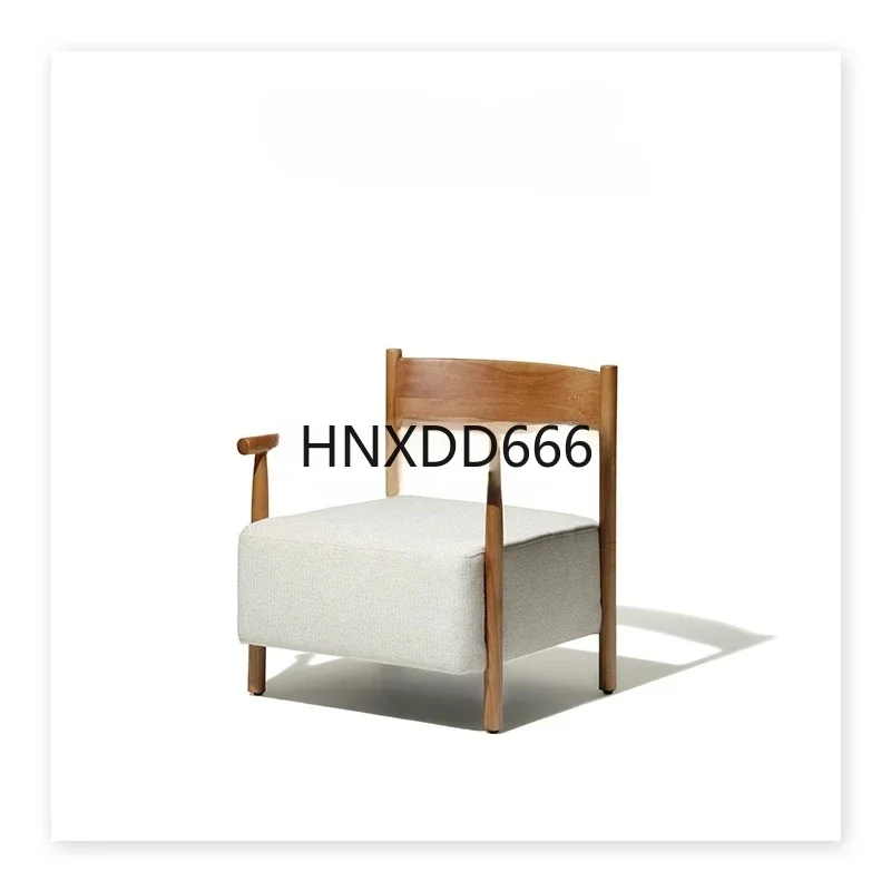 Leisure chair/retro armrest, thick cushion solid wood backrest low chair