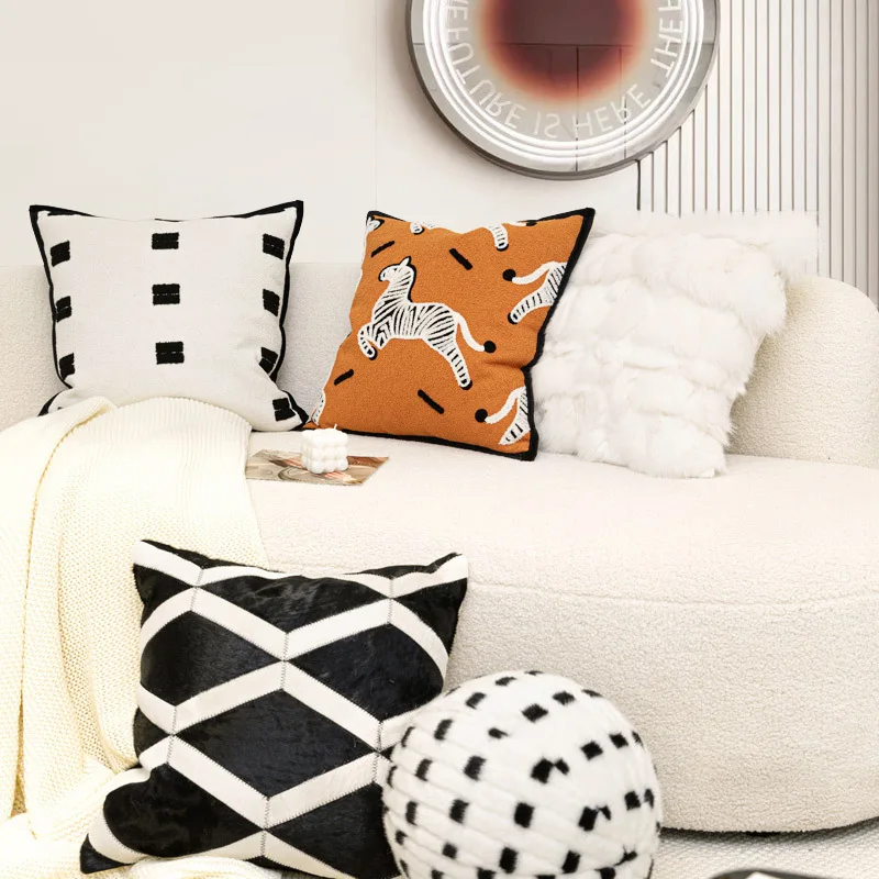 Light Luxury Zebra Animal Cushion Cover French Style Medieval Orange Pillow Case For Home Hotel Bed Living Room Sofa Simple