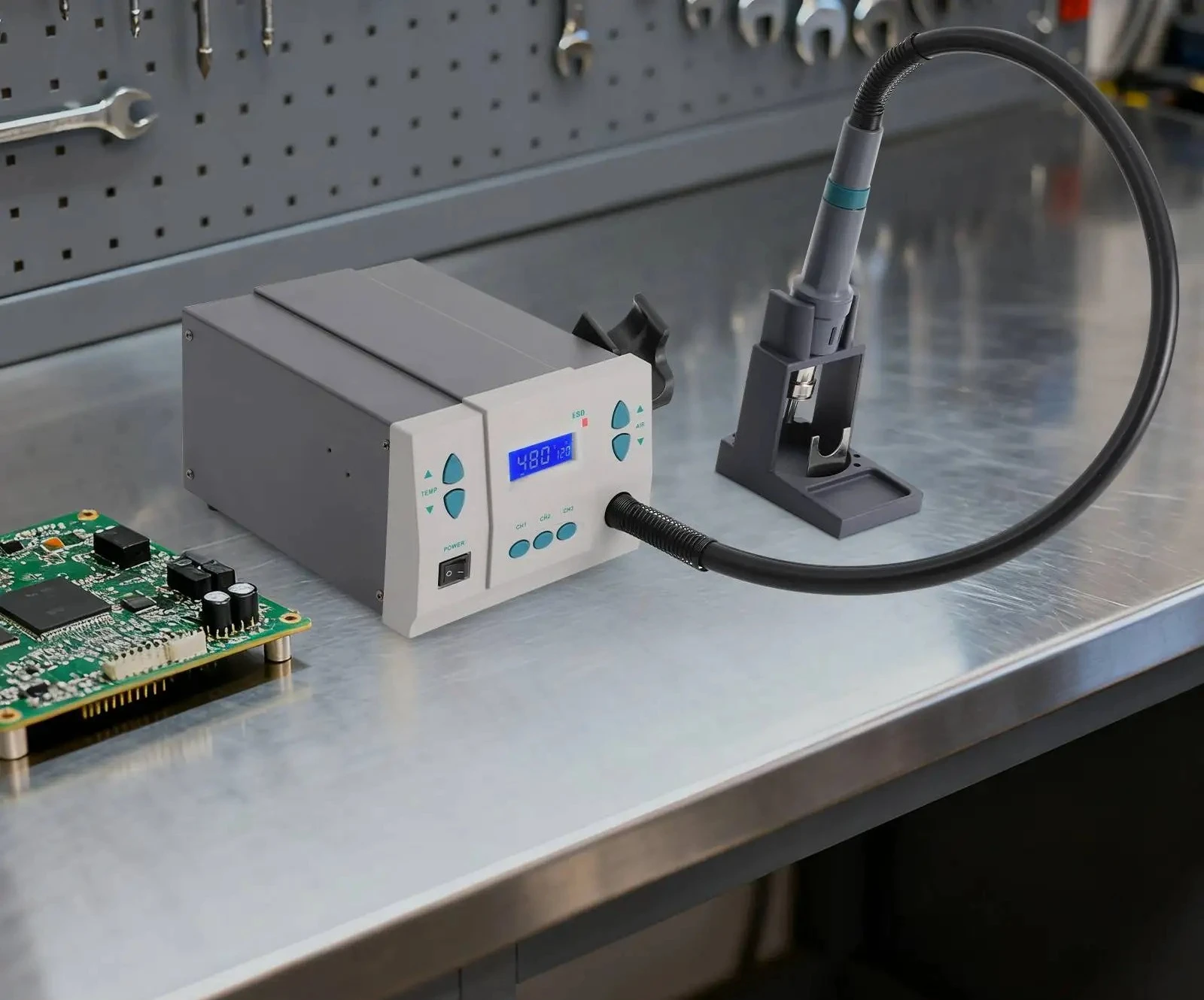 Industrial Maintenance AC 110V，1000W Hot Air Gun Digital Lead-Free Soldering Station for Circuit Repair, Shrink Wrapping