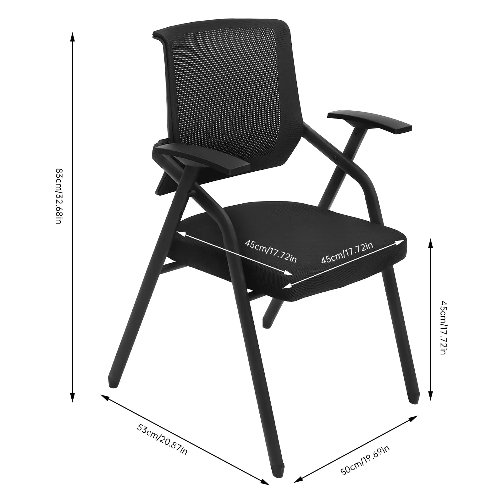 Confezione da 2 sedie pieghevoli Sedie per sala conferenze resistenti da 485 libbre, sedie da ufficio pieghevoli con braccioli larghi, sedia da scrivania nera