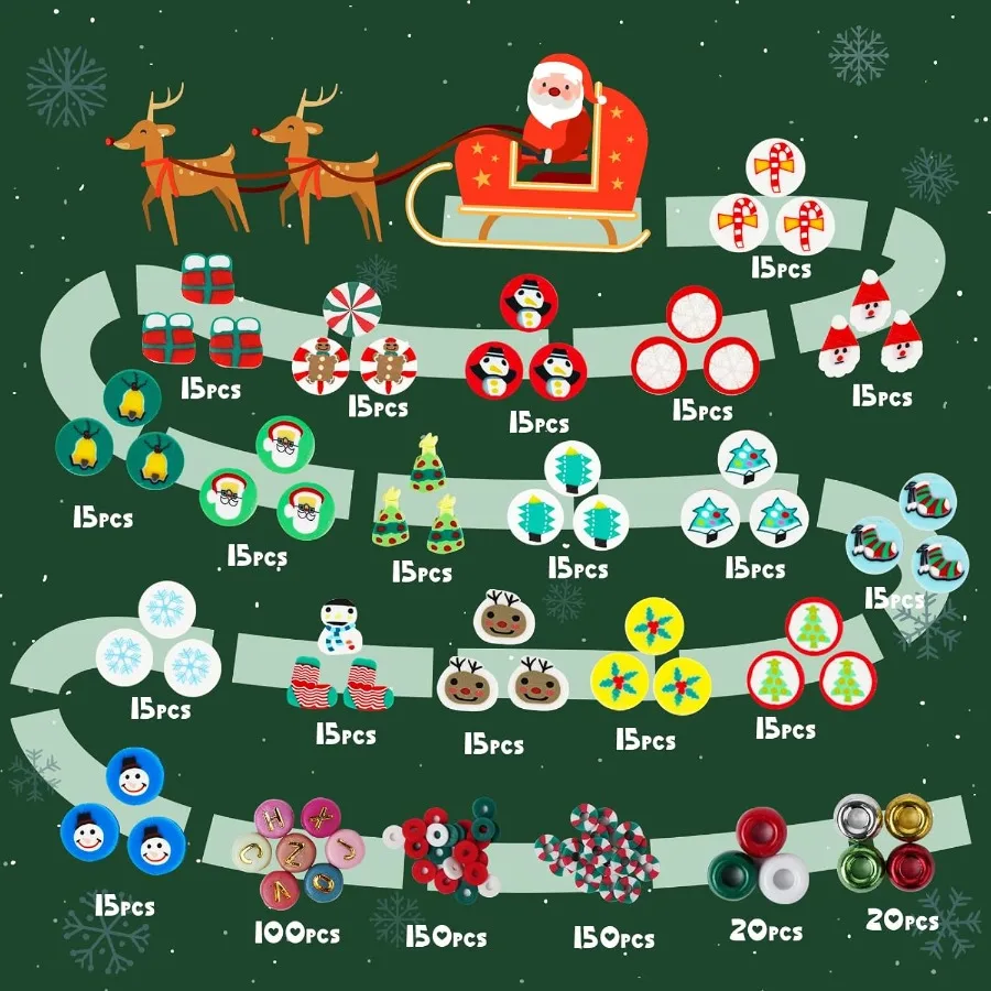 Gionlion عيد الميلاد الخرز سوار صنع عدة 800 قطعة بوليمر كلاي الخرز طقم مجوهرات للفتيات عطلة DIY الحرفية مع عيد الميلاد #4