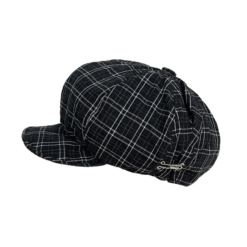 القبعات القطنية البريطانية بلون الرجعية نمط موزع الصحف القبعات قصيرة الحواف فتاة القبعات فتاة