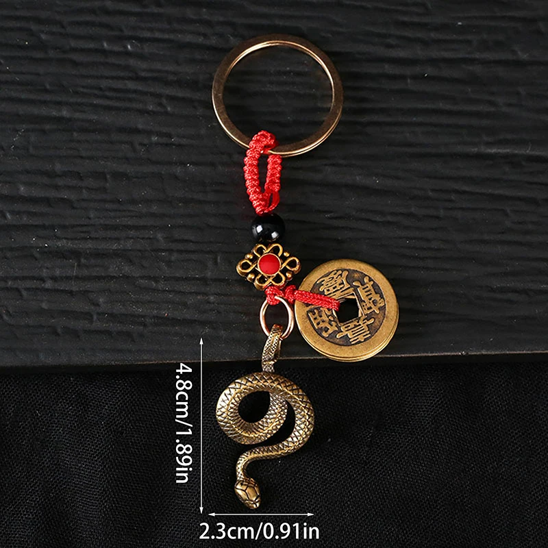 Llavero con colgante de la suerte de serpiente del zodiaco chino, accesorios creativos para llaves de riqueza, bolso, regalo de joyería, 2025