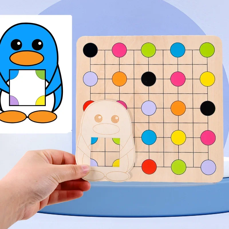 Pinguin Finden Farbspiel Montessori Baby Holz Lernspielzeug für Kinder Früherziehung Farbabstimmung Kleinkind Lernen