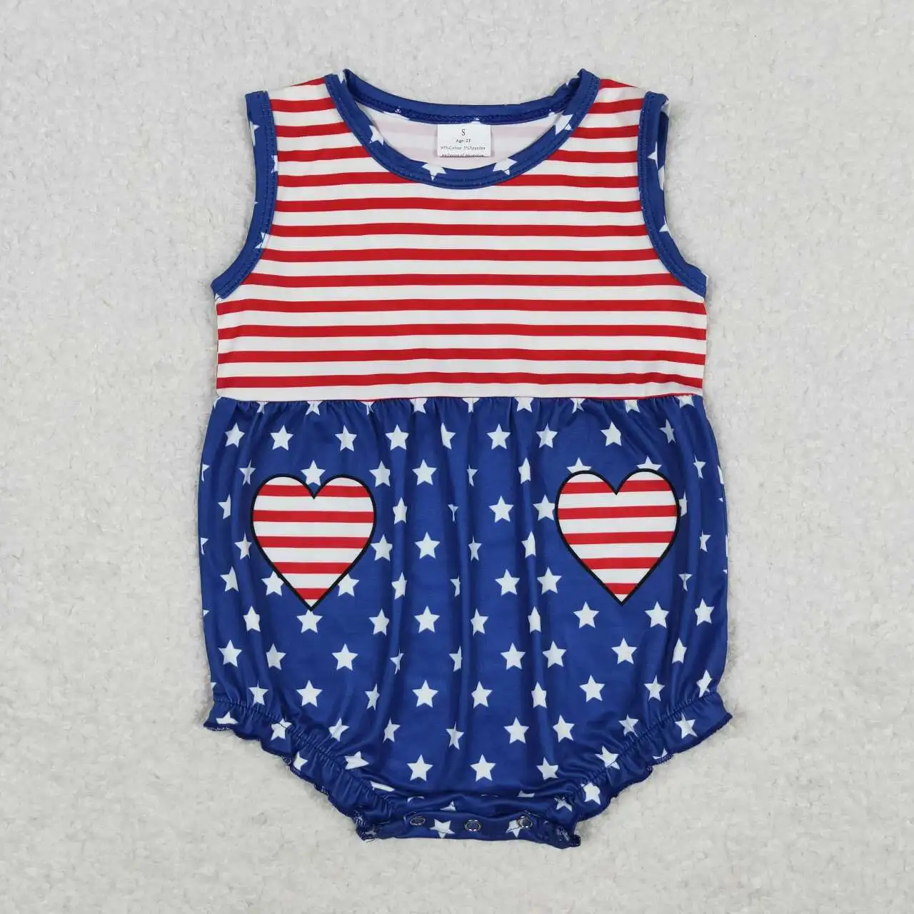 

SR1444 Baby Girls Summer Toddler Clothes Star Print Sleeveless Kids Boutique Romper