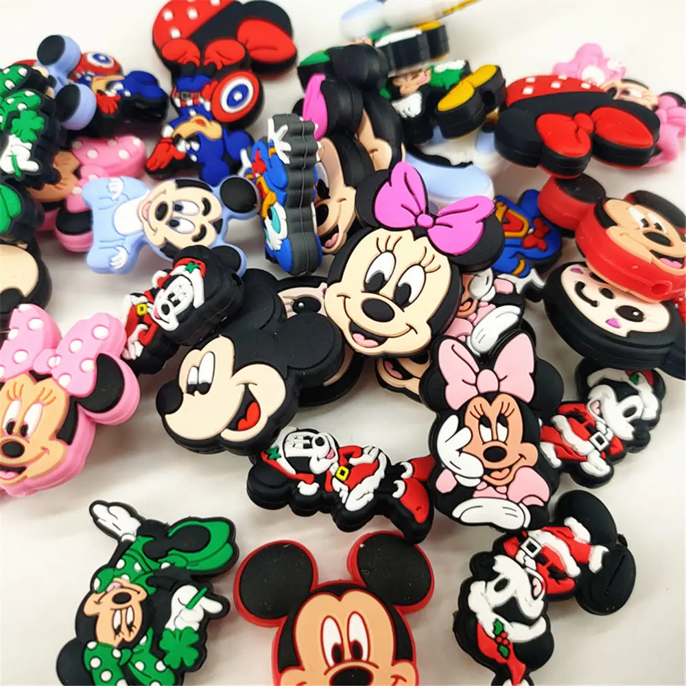 10pcs Minnie mouse Donald Duck silicone focal beads pen Chew Necklace Pacifier Clips Chain DIY Shower Toy Beads