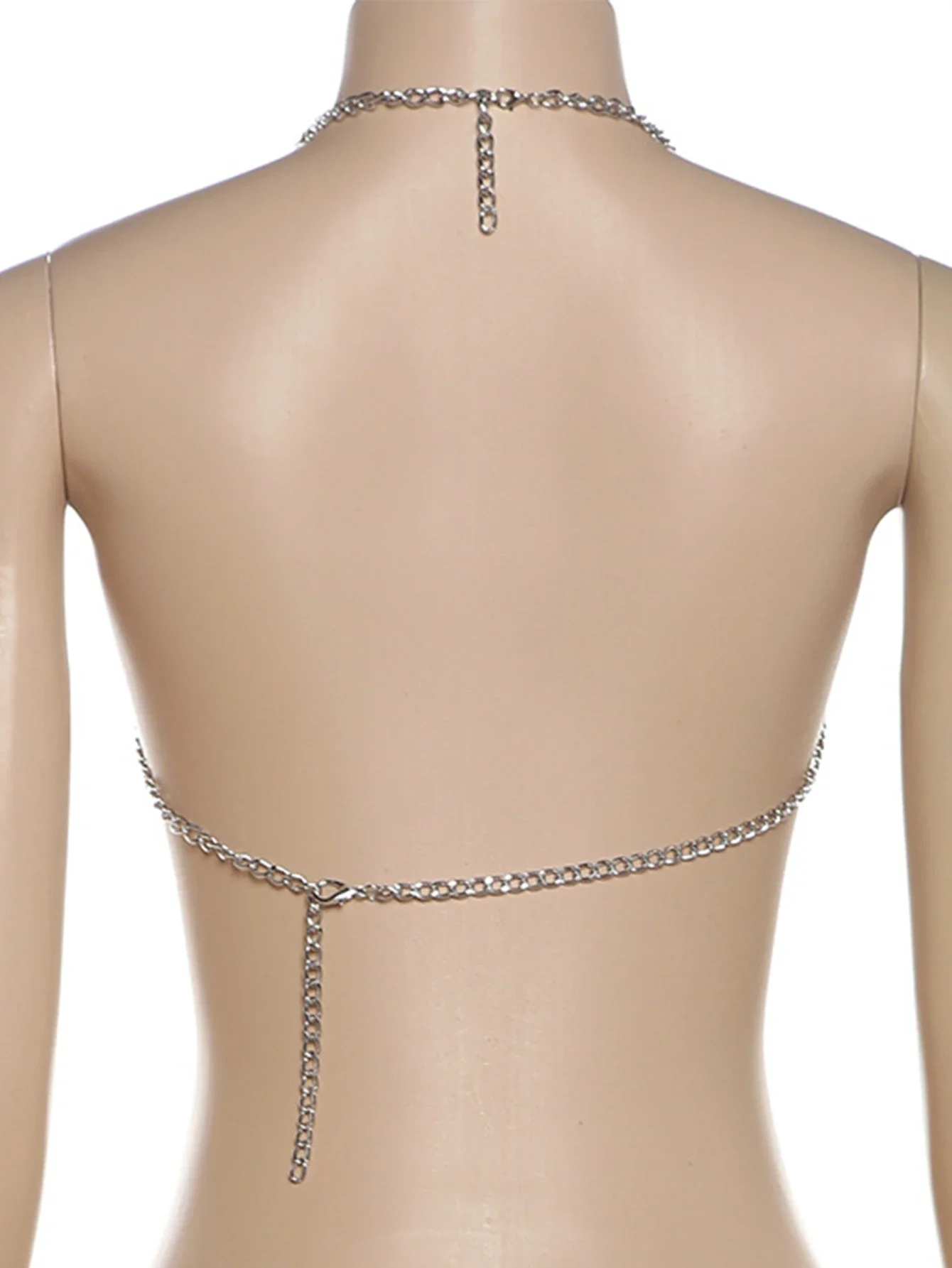 Sexy see through metal chain crop top women summer halter tank top woman clothing cropped club party tops hotwife rave outfits