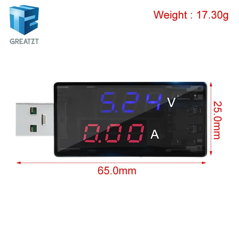 6.5A 120W USB Power Meter Tester Mobile Power Charging Voltage Current Voltmeter Amp Volt Ammeter Detector USB Charger Indicator