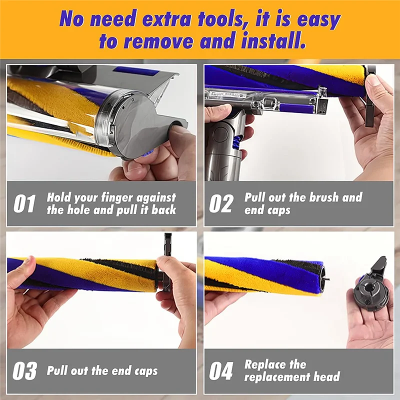 Suku Cadang Pengganti Sikat Rol Lembut untuk Dyson V8 Slim V10 Slim V12 Detect Slim V15 Detect Slim Cordless Vacuum Attachments -A-A5