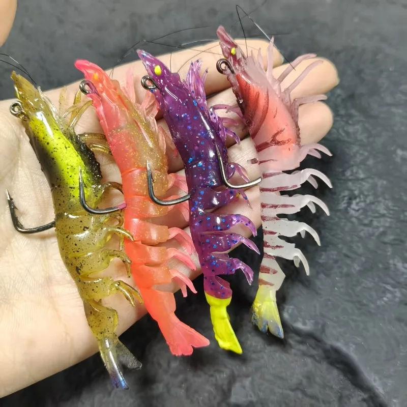 Señuelo de camarón cabeza plomada – Cebo blando realista para pesca