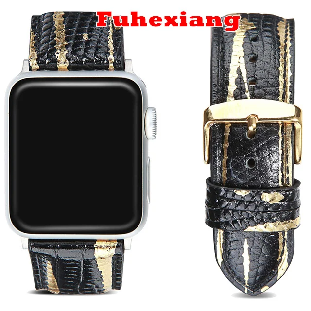 

Genuine Leather Band for Apple Watch SE 6 5 40mm 44mm Bronzing Bracelet for IWatch Series 4 3 38mm 42mm Strap Watchband Fhx-zp5